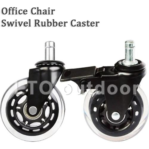 1/4PCS Office Chair Caster Wheels 2/2.5/3 Inch Swivel Rubber Caster Wheels Replacement Soft Safe Rollers Furniture Hardware