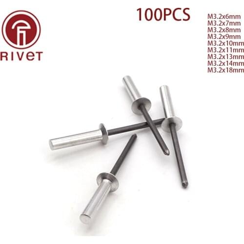 100pcs M3.2 DIN 15974 Aluminum Countersunk Head Closed End Blind Rivet Sealed Blind Rivet Water Air Tightness Rivets