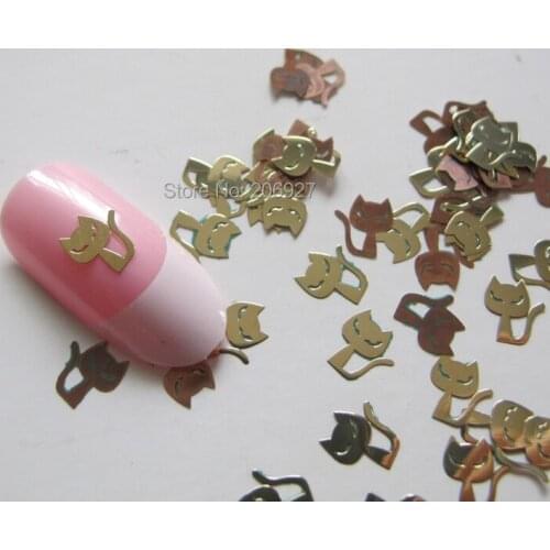 MS194-2 100pcs Gold Cute Halloween Cat Metal Sticker Nail Art Metal Sticker Nail Art Decoration Non-adhesive Sticker
