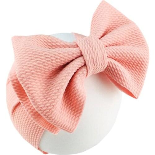 22 Colors Large Waffle Fabric Bow Headbands For Girls Large Hair Bows Elastic Turban Head Wraps Baby Top Knot Hairband