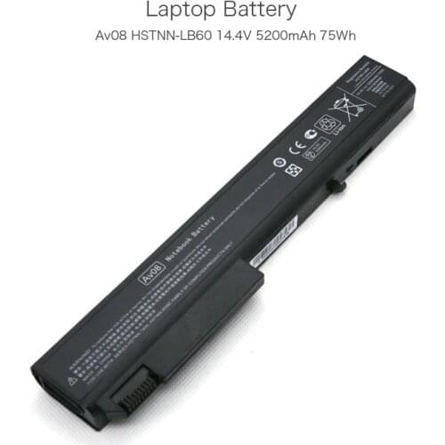 14.4V 5200mAh 75Wh LR08XL Laptop Battery for HP EliteBook 8530p 8530w 8540p 8540w 8730p 8730w 8740w P/Ns: 501114-001 458274-341