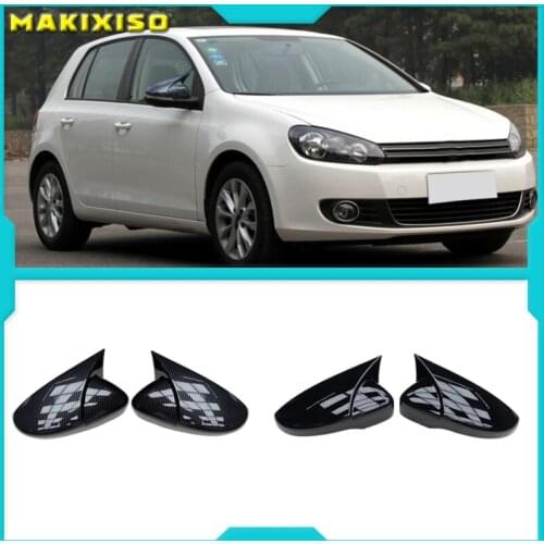 2pcs Car Rear View Mirrors Cover Protector For Golf 6 MK6 R VI 2009-2013 Black 5K0857537 Auto Rearview Mirror Covers Accessories