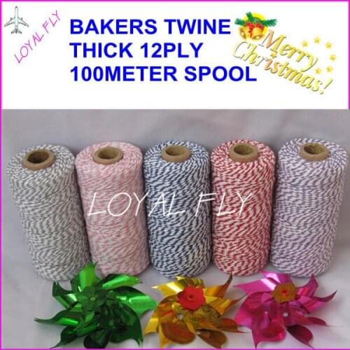 20pcs/lot cotton bakers twine 12ply thick, 100m/spool, cotton twisted rope, used in gift,greeting card