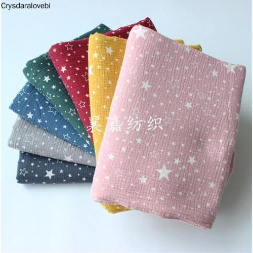 200x135cm Cotton Fabric Kids Double Gauze Crepe Tissu for Baby Star Print Material for Sleepwear Textile
