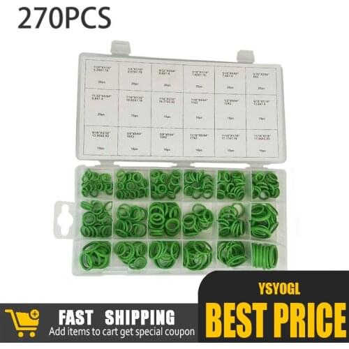 270 Pcs O-ring Rubber Gasket Seal Kit Green 18 Different Sizes With Plastic Shell Oil Seal Air Seal Auto Parts Auto Seals