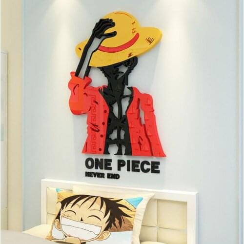 3D DIY Acrylic Crystal One Piece Wall Sticker Monkey D Luffy Personalized Creative Decor Boys Bedroom Dormitory Background