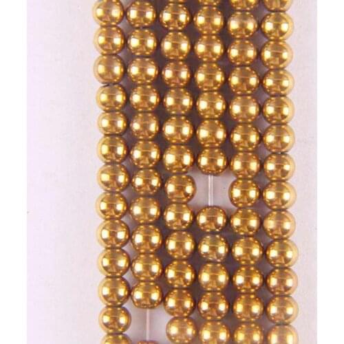4MM Gold Magnetic Hematite Round Loose Beads Strand 16 Inch Jewelry Making B101