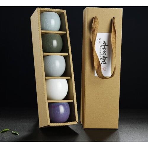 5Pcs/Set Ceramic Tea Cup Chinese Ceramics Tea Accessories Kung Fu Tea Cup Porcelain Tea Set travel Cup Gift Tea Cup Drinkware