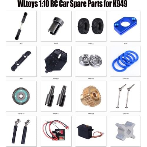 WLtoys 1:10 RC Car Spare Parts for K949-01 Bottom/02 Tire/03 Hub/K949-79 Receiver Board/K949-110 Servo/Swing Arm/Gear/Screw Kits
