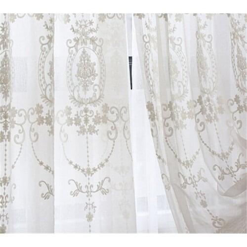 Embroidered White Tulle Curtains For Living Room European Voile Sheer Curtains For Window Bedroom Lace Curtains Fabrics Drapes