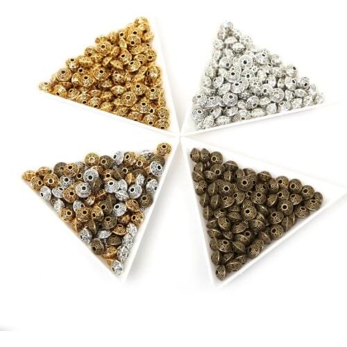 Free Shipping 50pcs Antique Metal Spacer Beads Gold Cone pattern 6mm for Jewelry Making