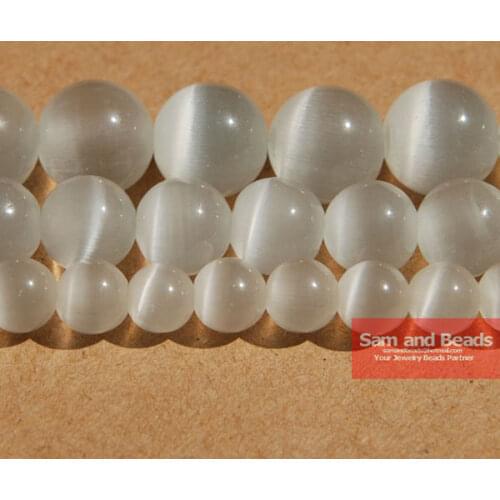 Free Shipping Natural Moon Stone Beads ,Opal White Cat Eye Round Loose Beads 16" Strand 6 8 10 12 MM Pick Size CEB01