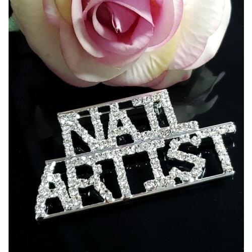 Crystal Handmade "Nail Artist" Word Lapel Pin for Manicurists Gift Fashion Rhinestone Jewelry&Accessories WHOLESALE