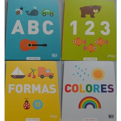 1 book Parent Child Kids Baby Spanish Book Early Education Enlightenment Cute Picture Learning Reading Cardboard Book Age 0 - 3