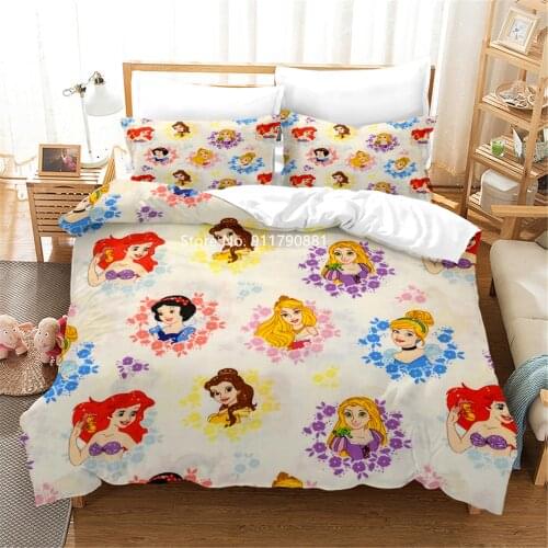 Disney Princess Cartoon Series Design Cute and Comfortable Duvet Quilt Cover Pillowcase Bedding Children Bedroom Decoration