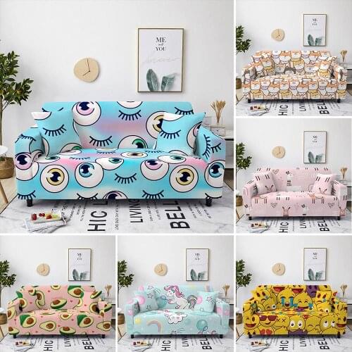 Cartoon Cat Elastic Sofa Cover For Living Room 1-4 Seater Stretch Sectional Slipcovers Cute Animals Non-Slip L Shape Couch Cover