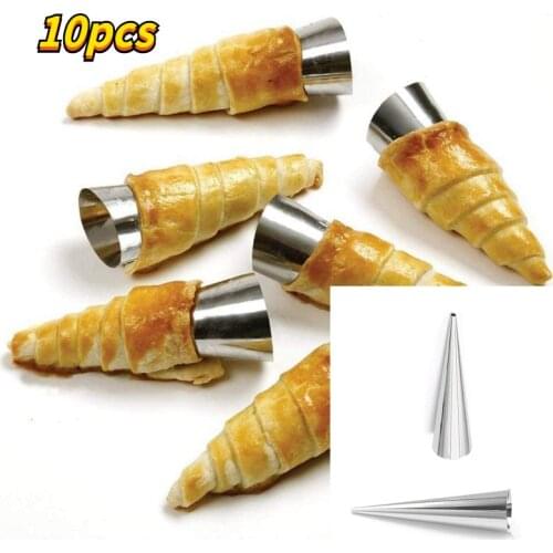 5/10Pcs Conical Tube Cone Roll Moulds Spiral Croissants Molds Cream Horn Mould Pastry Mold Dessert Home Kitchen Baking Tool