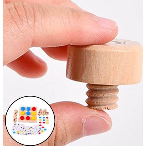 Screw Color Cognition Toys, Kids Blocks Hand Eye Coordination Gifts Wooden Montessori Toy Early Educational for Toddlers