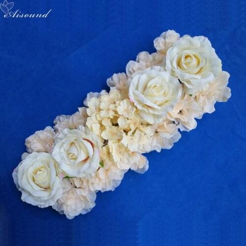 Aisound Artificial Silk Flower Wedding Road Lead Hydrangea Rose Decorative Flower Wedding Floral Arch Pavilion Corners 2pcs/lot