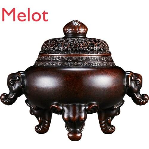 Chinese Retro Copper Incense Burner Pure Copper Household Aroma Burner Buddha Sandalwood Purple Copper Incense Burner