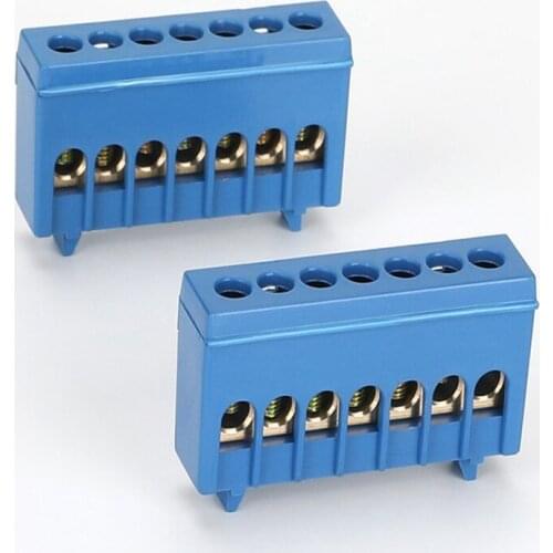 1pcs Rail type copper terminal block 7 / 12 / 15 hole flame retardant brass neutral grounding bar
