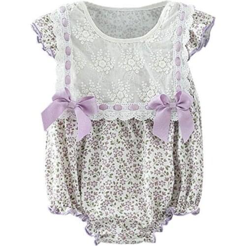 Toddler Girls Romper Korean Style Baby One Piece Floral Jumpsuit Infant Birthday Clothes Summer Newborn Cotton Lace Bodysuits