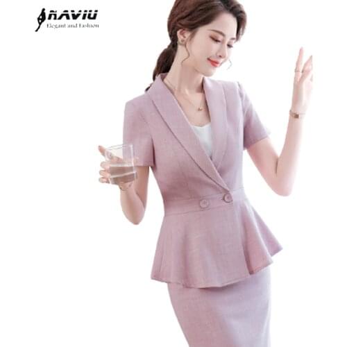 Short Sleeve Suits Women 2021 New Summer Temperament Fashion Casual Formal Blazer And Pants Office Ladies Work Wear