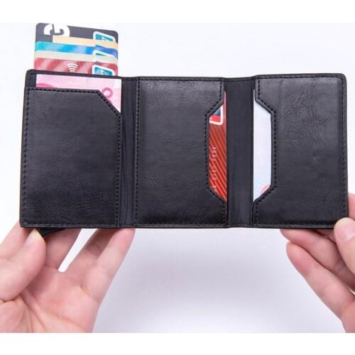 Creative card package Anti-theft anti-brush RFID anti-degaussing carbon fiber credit card box with wallet aluminum bank card box