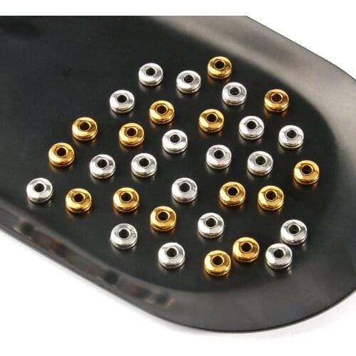 5mm 6mm Round Alloy Rondelle Loose Spacer Beads for Needlework Jewelry Making Supplies Diy Charms Bracelet Necklace Accessories