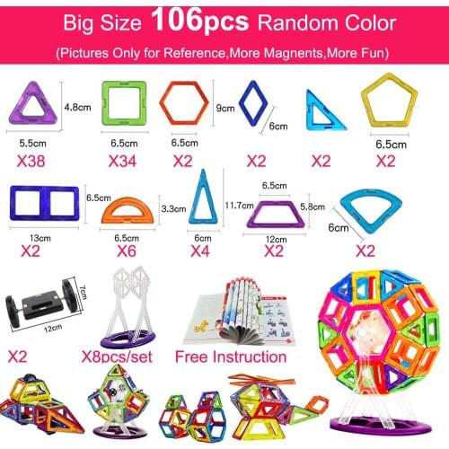 3D Magnetic Designer Construction & Building Toys 44-157PCS Big Size Magnetic Blocks Magnets Building Blocks Toys For Children