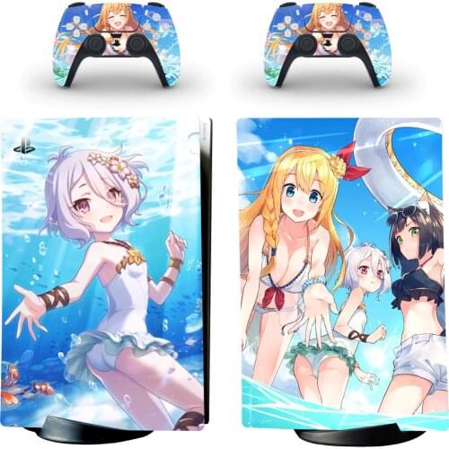 Anime Cute Bikini Girl PS5 Digital Skin Sticker for Playstation 5 Console & 2 Controllers Decal Vinyl Skins