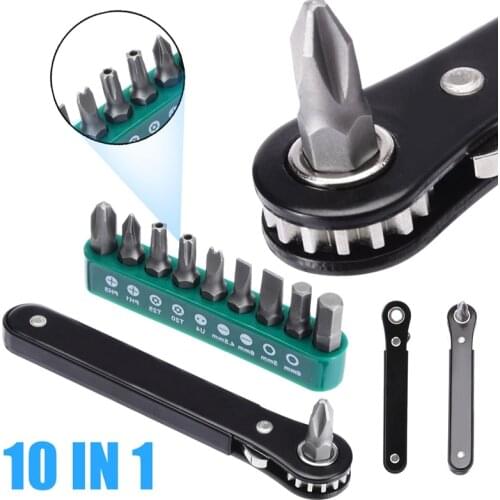 10 in 1 Mini Handle Ratchet Screwdriver Ratchet Tool Set S2 Screwdriver for Multifunction Screwdriver Sets