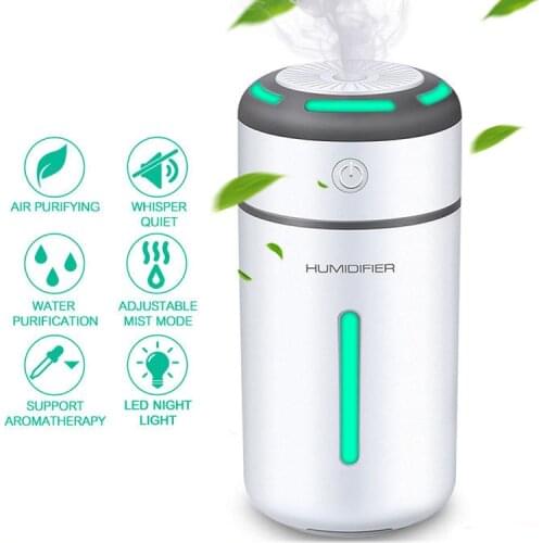 Cup Mini Air Humidifier USB LED Light Aroma Essential Oil Diffuser Air Purifier Freshener Home Car Mist Maker Fogger Light