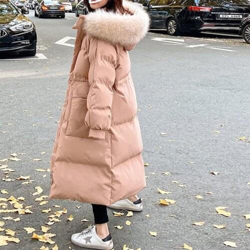 Fashion Fur Hooded Winter Jacket Women Parkas Loose Down Cotton Coat Female Padded Warm Thicken Long Coats Outerwears