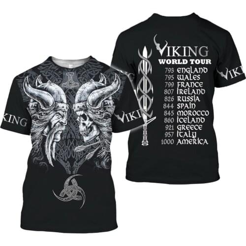 2021 summer new mens viking 3DT shirt print clothes hot trend punk t-shirt harajuku mens top