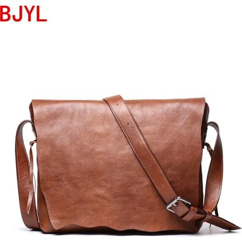 Retro MENS Single-shoulder Bag Hand-rub Color Skeleton-skin Shoulder Bag Genuine Leather Cross Messenger Bag