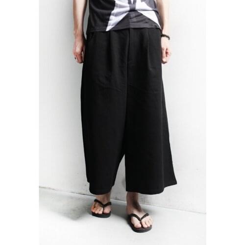 Summer dark Yamamoto hairstylist skirt pants Korean mens loose wide leg pants DJ night club trendy mens Capris
