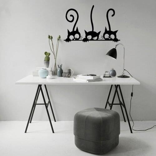 Living room Wall Stickers Three Cats Animal Household Room Window Wall Sticker Mural Decor Decal Removable PVC Wallpapers