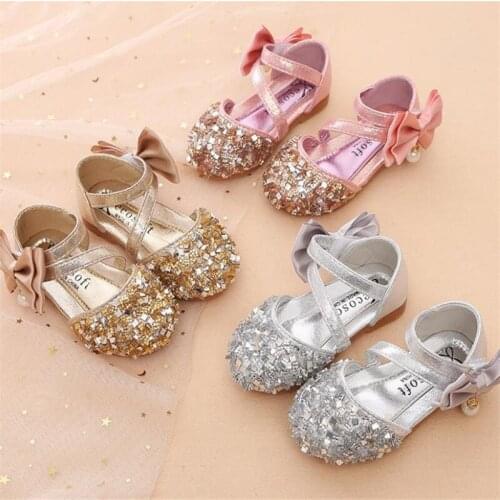 New summer 2021 girls single shoes princess XieEr between han edition sequins baby girls shoes performance in baotou