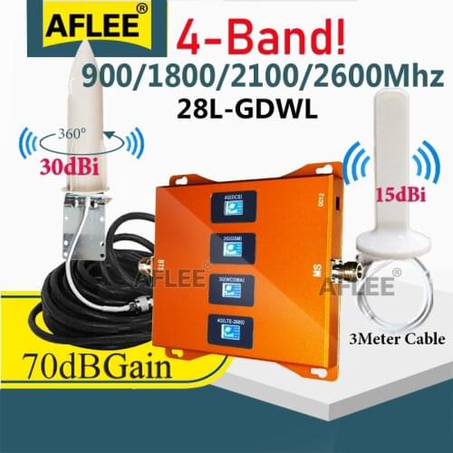 New!! Multi-Band 900 1800 2100 2600mhz 4G CellPhone Cellular Amplifier GSM Repeater 2G 3G 4G Mobile Signal Booster Repeater LTE
