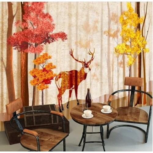 Custom retro wallpaper, the fall of the forest and elk murals for the living room bedroom background waterproof papel de parede