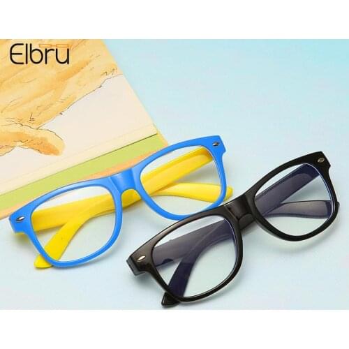 Elbru Comfortable Children Plain Glasses Anti Blue-light Multi-color Flat Lens Spectacles Kids Computer Goggle For Boys Girls