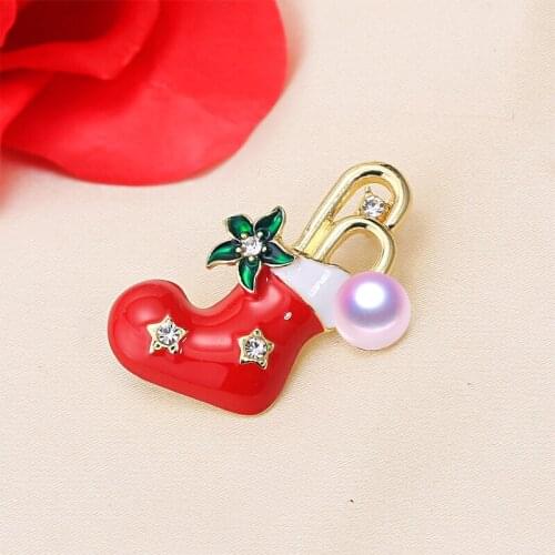 Christmas Sock Brooch Pin Mountings Base Findings Accessories Jewelry Settings Mounts for Pearls Jade Crystals Agate Coral