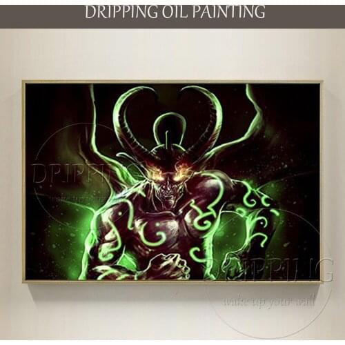Excellent Artist Pure Hand-painted High Quality Demon Hunter Illidan Oil Painting on Canvas Super Popular Illidan Oil Painting