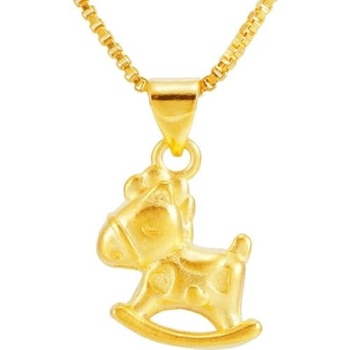 24K Gold Small Horse Necklaces for Women Girls Children Kids Cartoon Horse Jewelry Accessories Women Animal Pendant Choker