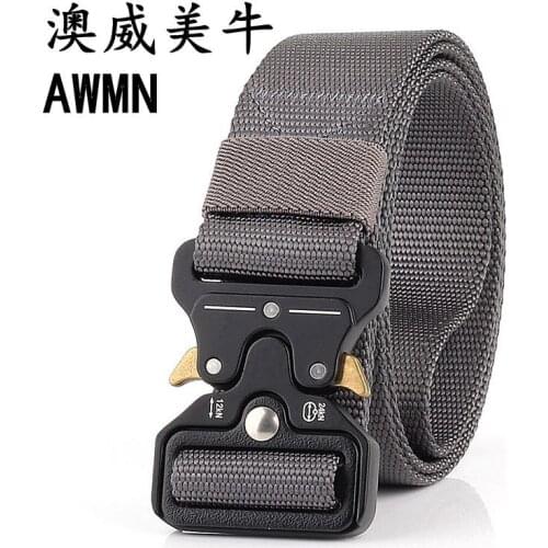 2021 Top Brand New Men Belt Nylon Weave Tactical Waistband Metal Quick Release Buckle Military Training Girdle Cinto Masculino