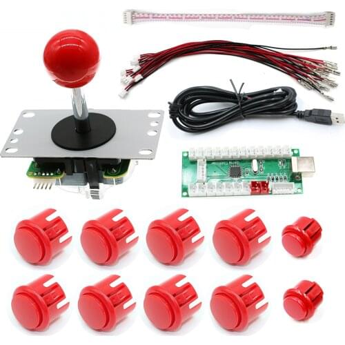 Retro Arcade DIY Kit Game Raspberry Pi PS3 Copy SANWA Joystick Zero Delay Board Encoder USB To PC 30MM 24MM Push Button Cable