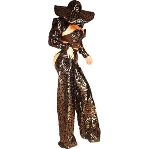 Sexy Perspective Sparkling Sequins Jumpsuits Backless Performance Clothing Party Evening Costume Nightclub Dance Show Wear Women