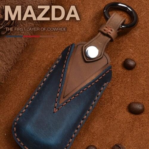 Genuine Leather Handmade Smart Car Key Case Cover Bag For Mazda 3 6 CX-3 CX-4 CX-5 CX7 CX-9 RX8 Axela ATENZA