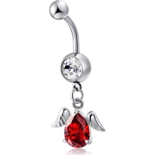 Sparkling Red Crystal Heart Navel Piercing Bar Dangle Earrings Purple Green Gem Belly Button Rings Women Party Beach Ear Jewelry